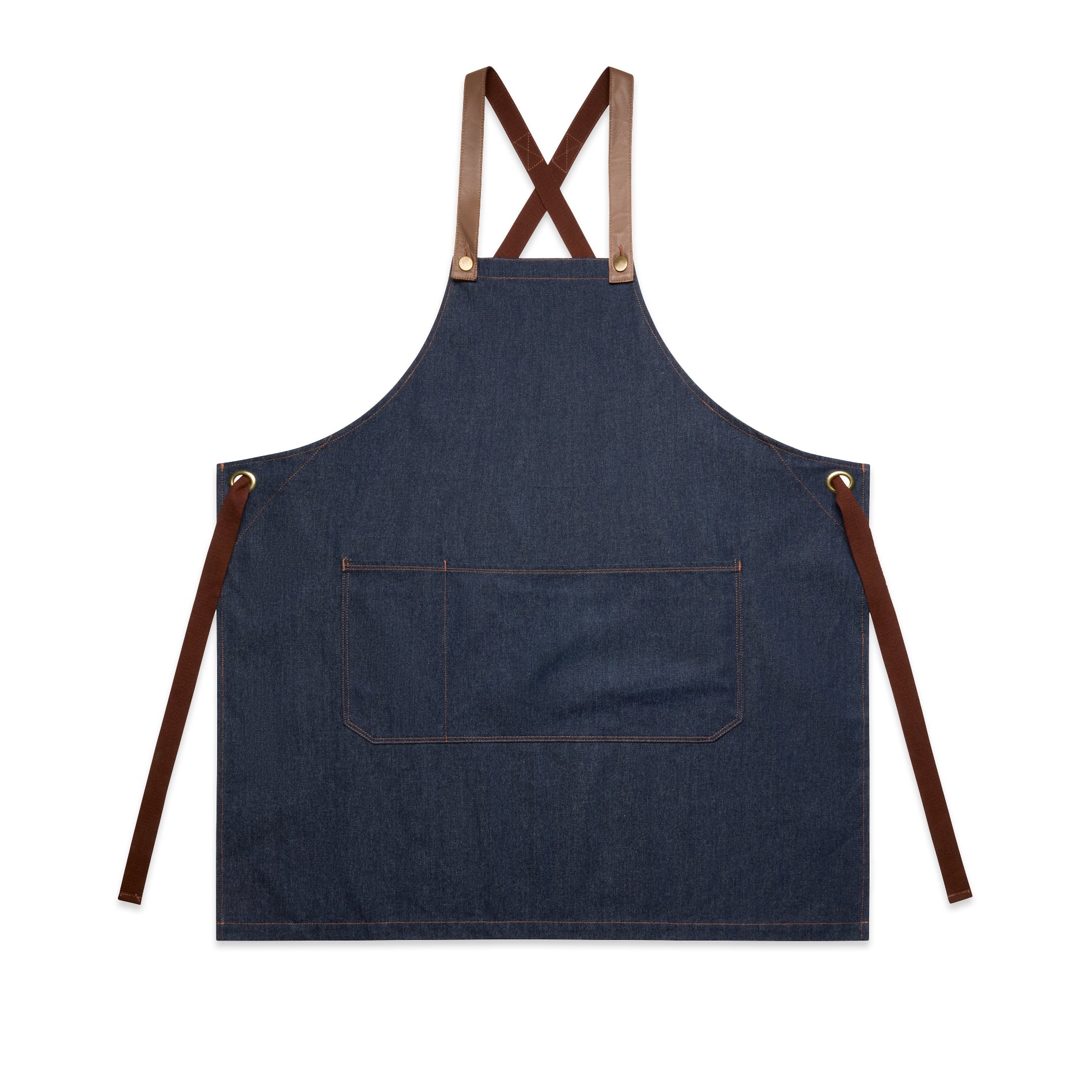 Denim Cross-Back Apron – Heavy Duty with Leather Trim